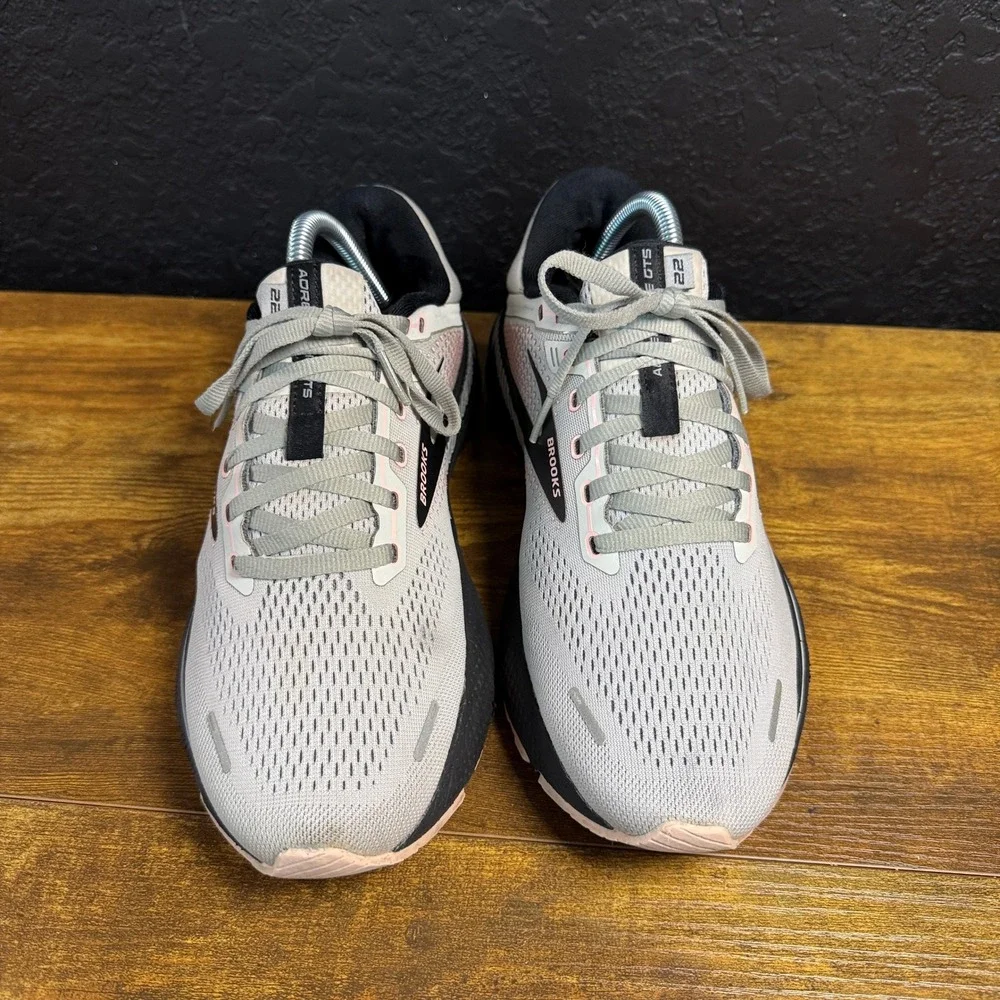 Brooks Adrenaline GTS 22 1203531B035 Grey Pink Mesh Running Shoes Womens 10